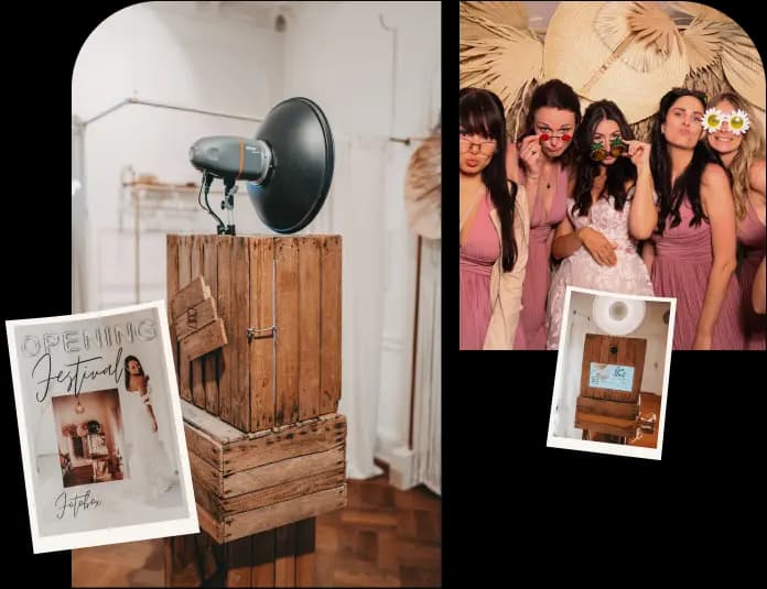 Eine Kollage von Fotos aus der Fotobox mit Gästen einer Party